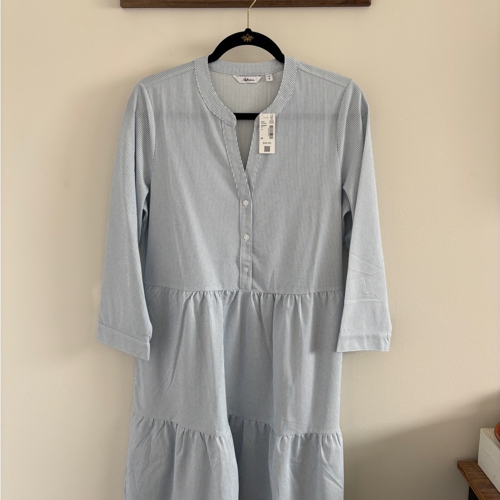 Reitmans Blue Striped V-Neck Dress